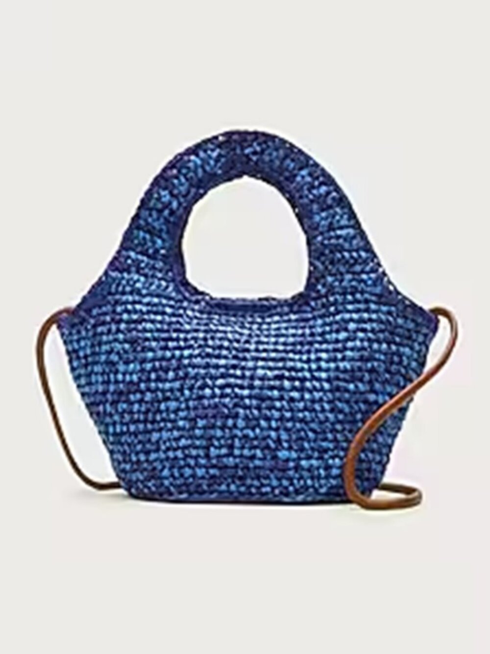 NWT JCrew small handwoven tote in indigo lilac marled straw